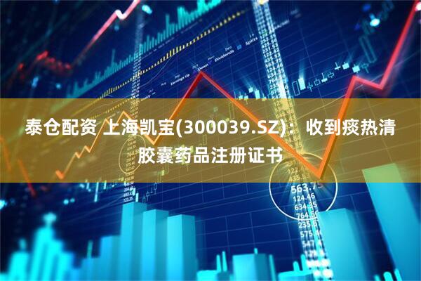 泰仓配资 上海凯宝(300039.SZ)：收到痰热清胶囊药品注册证书